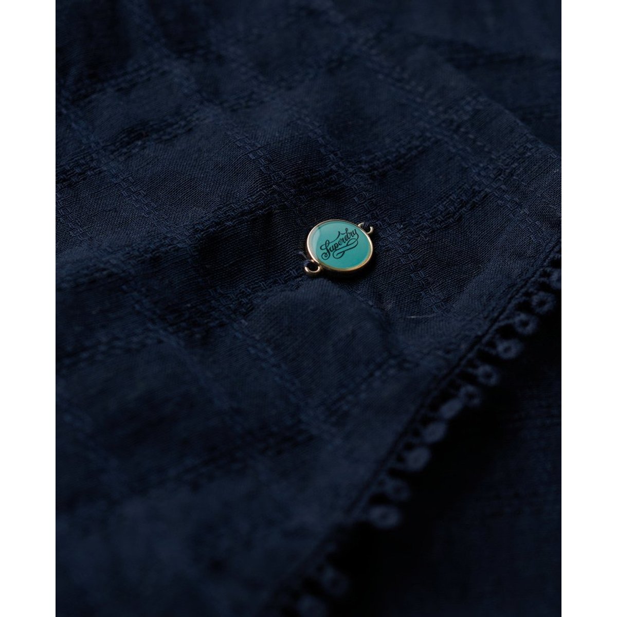 Robe de plage dos nu longue en dentelle bleu marine éclipse, SUPERDRY