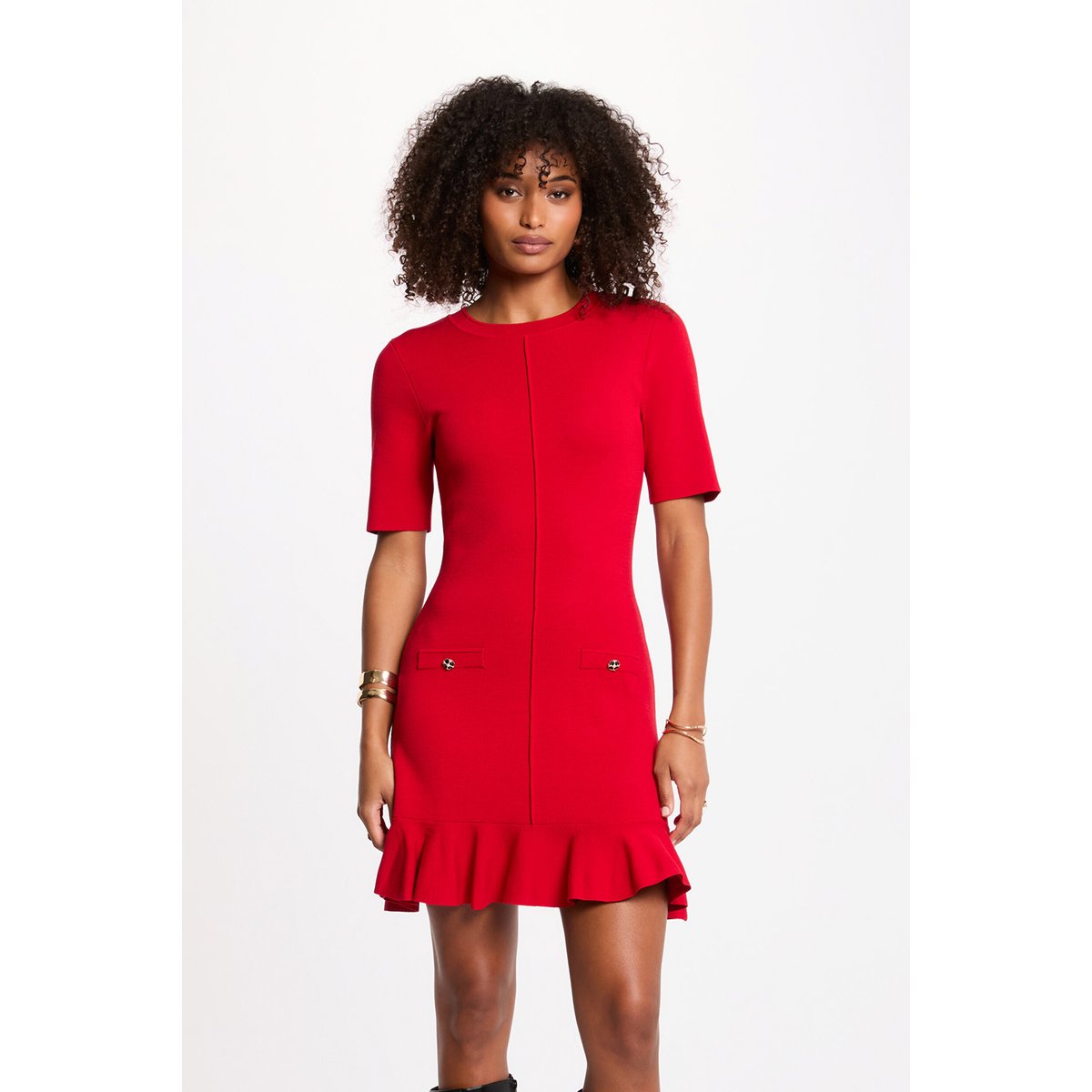 Robe courte cintrée rouge, MORGAN