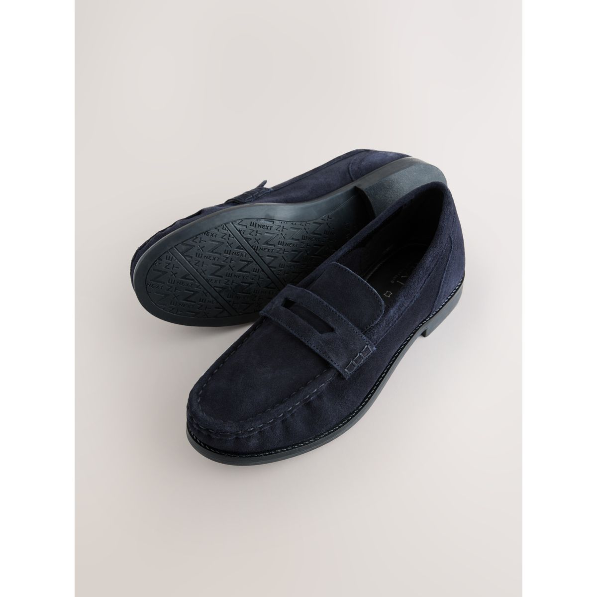 Mocassins forever comfort® en cuir bleu marine, NEXT