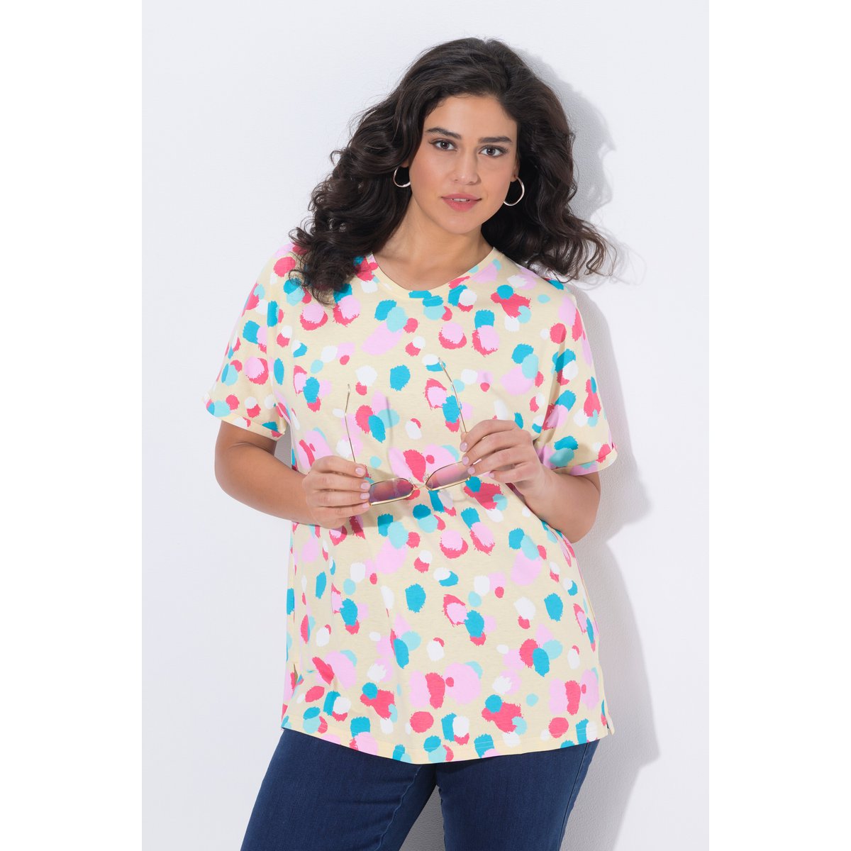 T-shirt oversize à pois jaune pâle, ULLA POPKEN