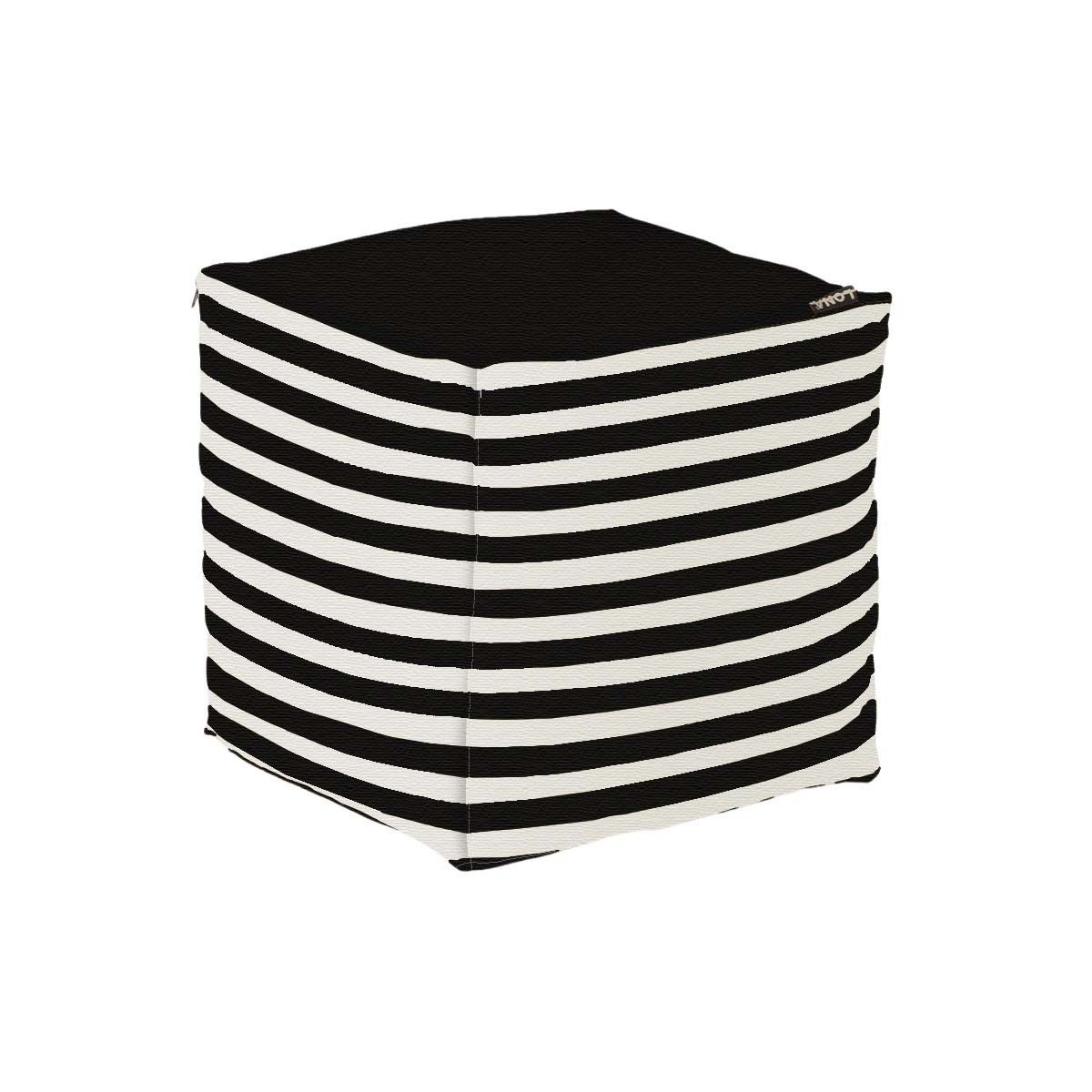Pouf de jardin en coton 40 x 40 cm Stripes noir, JARDINDECO