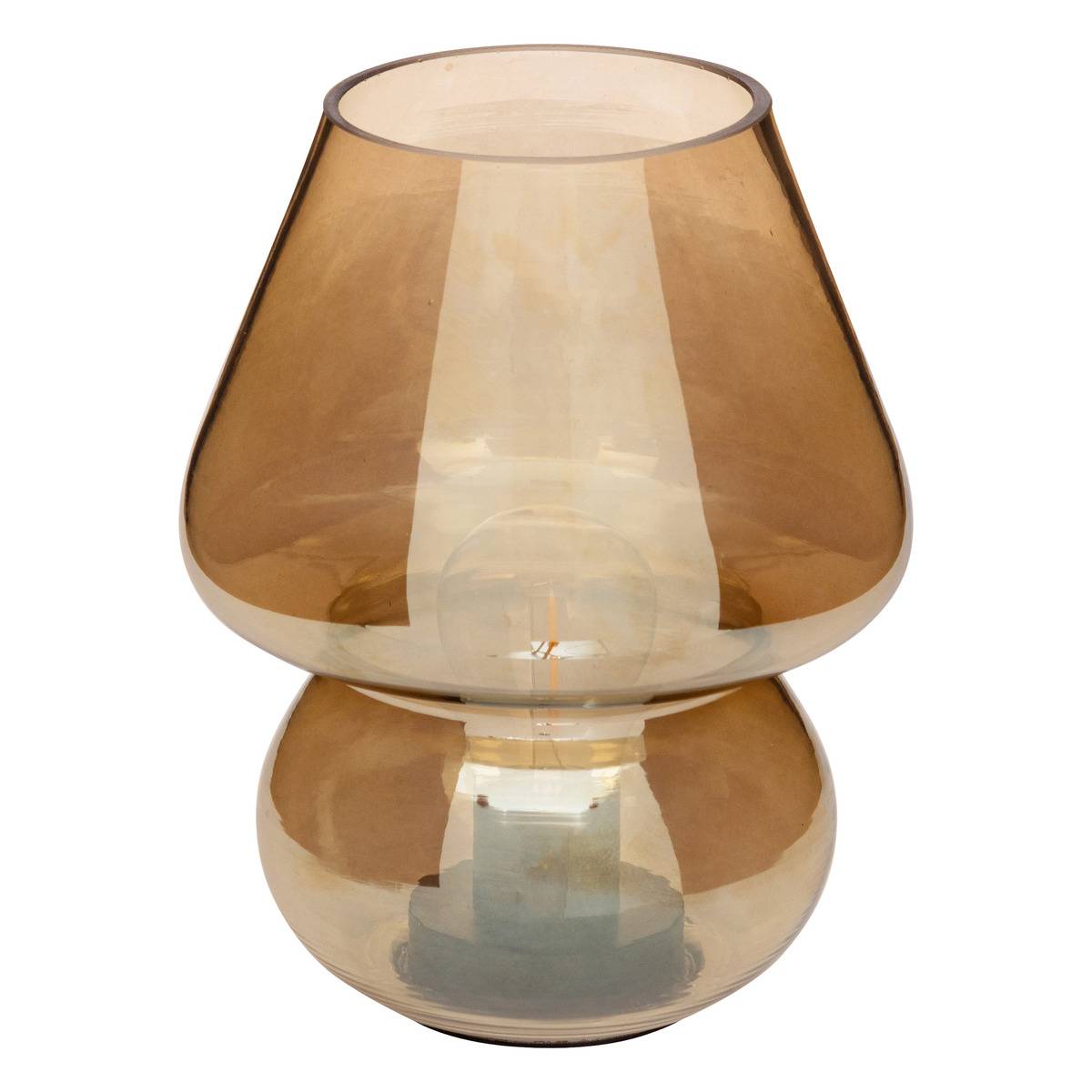 Lampe champignon verre LED à pile CARA orange, ATMOSPHERA