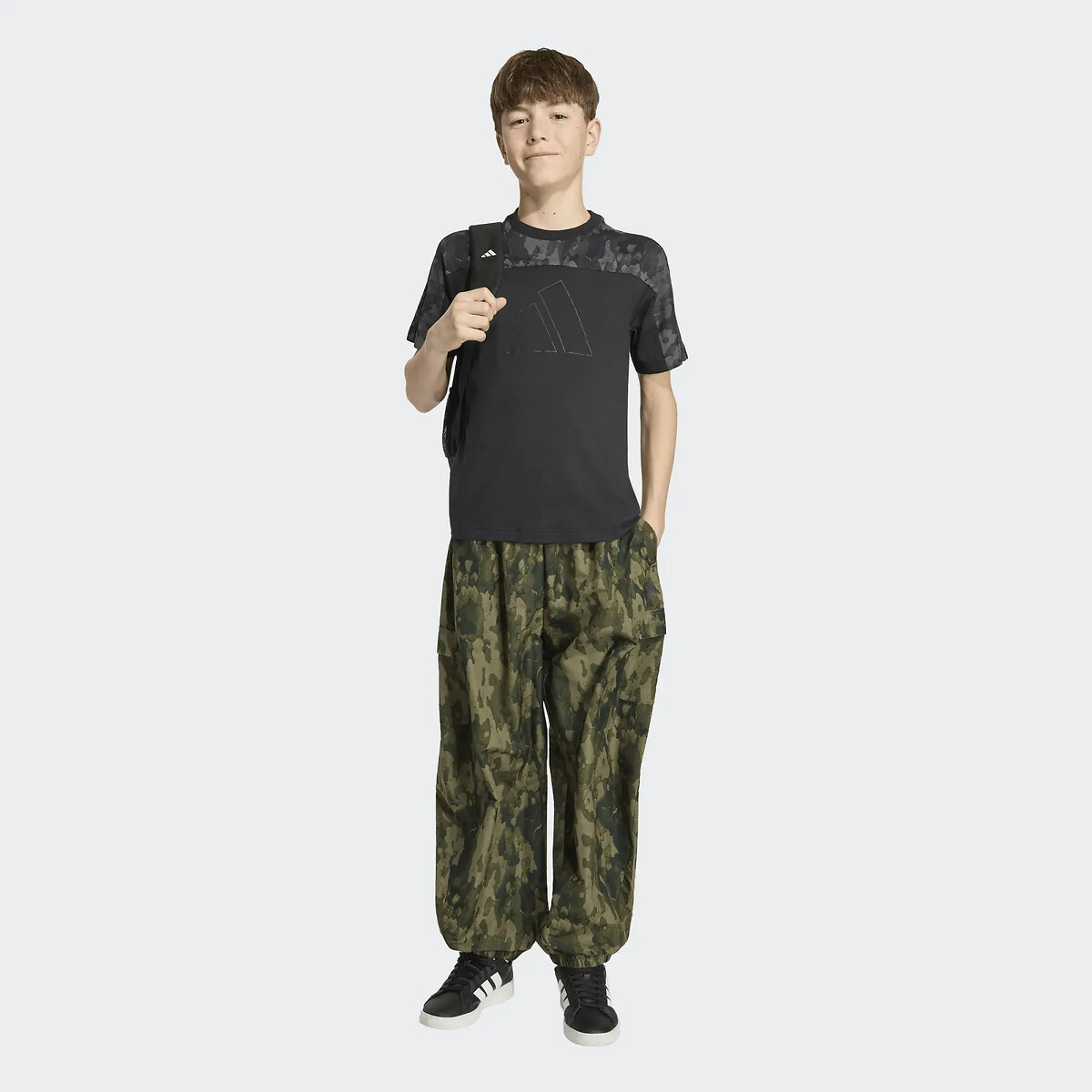 T-shirt manches courtes, imprimé camouflage noir, adidas Performance