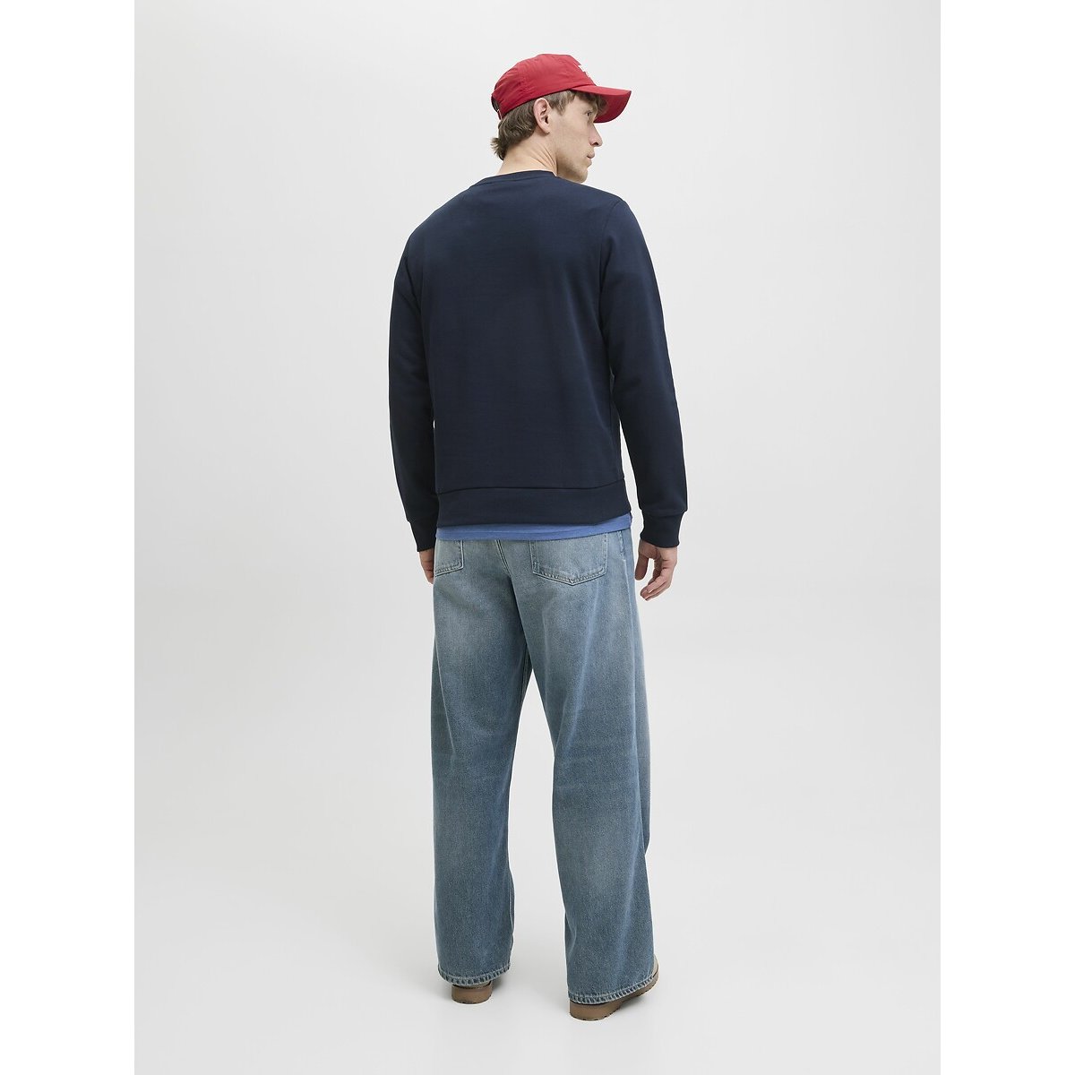 Sweat col rond petit logo bleu marine, JACK & JONES