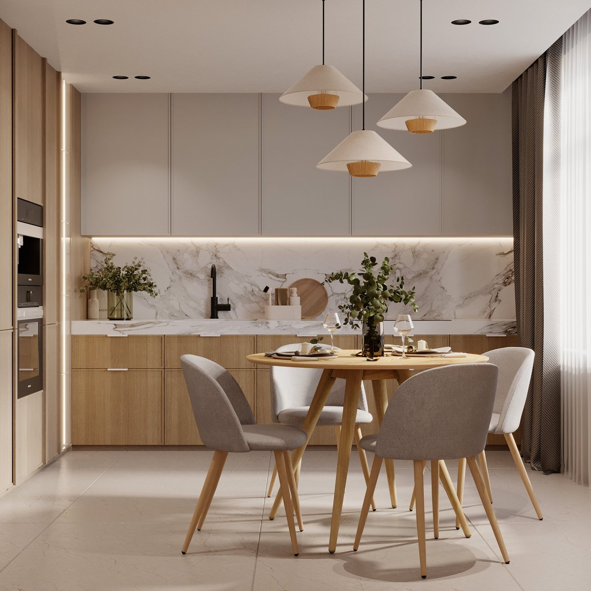 Suspension en lin et raphia - ROMA beige, MAISON PAVANE