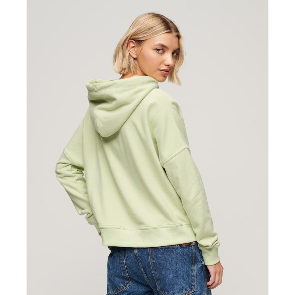 Sweat à capuche droit à logo Sportswear verts tendres, SUPERDRY