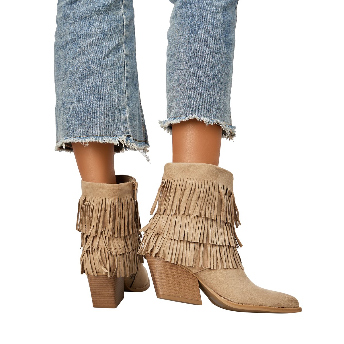 Bottines à Zip beige, ENZA NUCCI