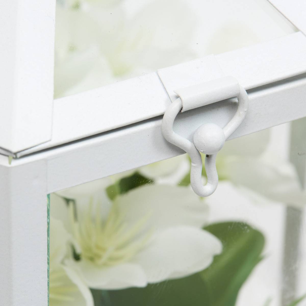 Cage terrarium Fleur artificiellle H23 cm FLEUR DE ROSE blanc, ATMOSPHERA