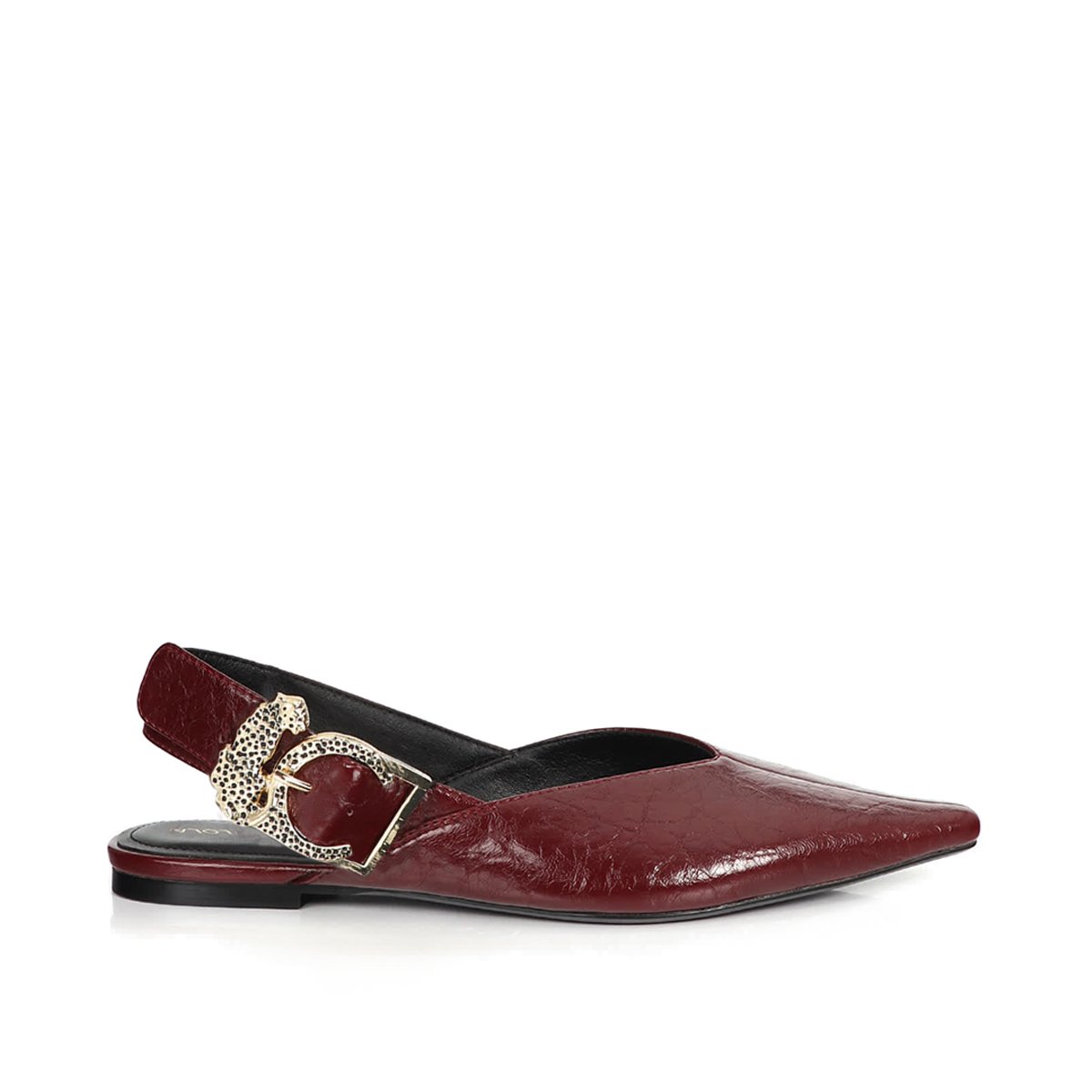 Ballerines plates à boucle effet cuir vielli bordeaux, LOLA CASADEMUNT