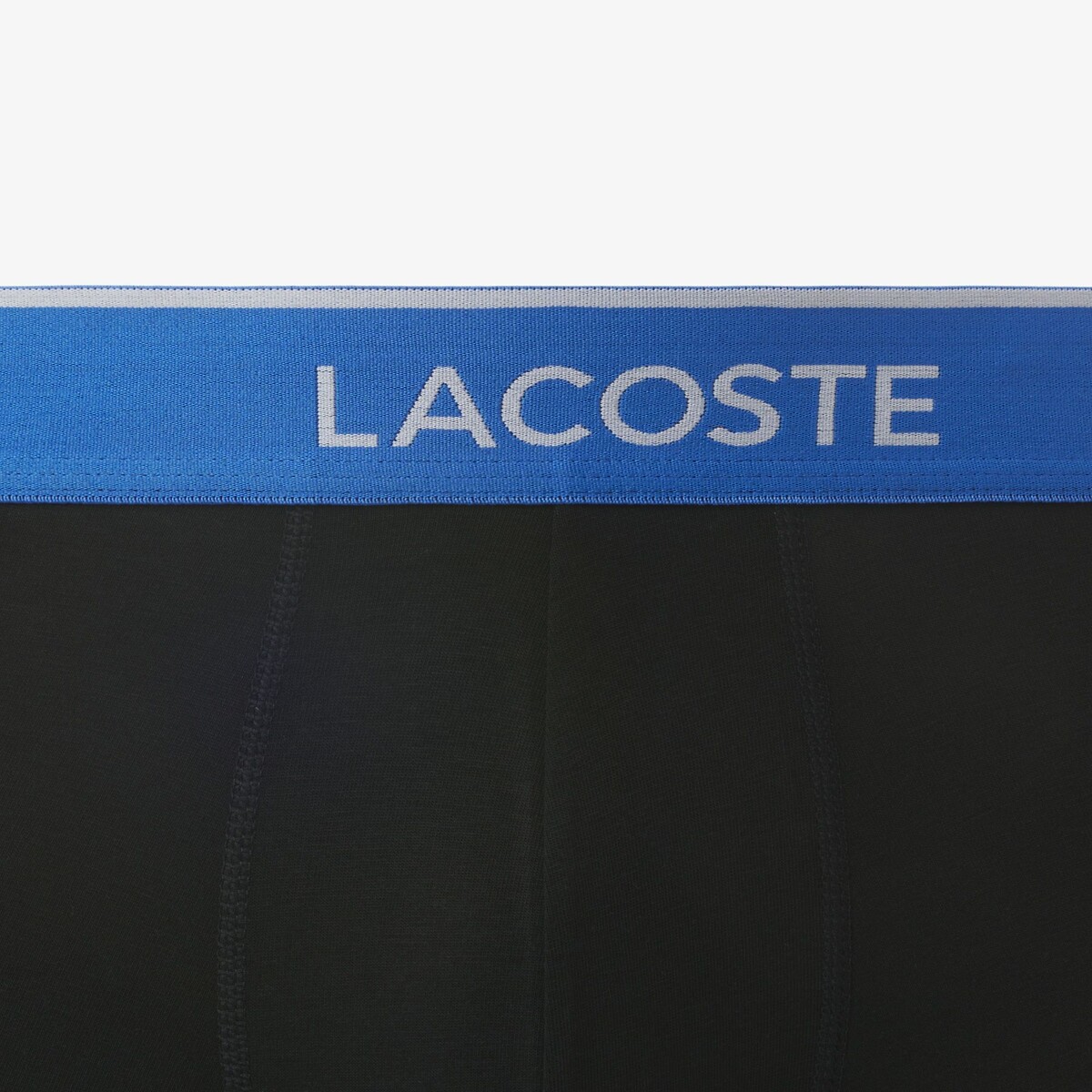 Lot de 3 boxers coton stretch noir + ceint. bleue, LACOSTE