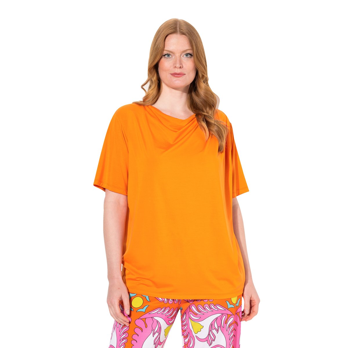 T-shirt en lyocell orange, ULLA POPKEN