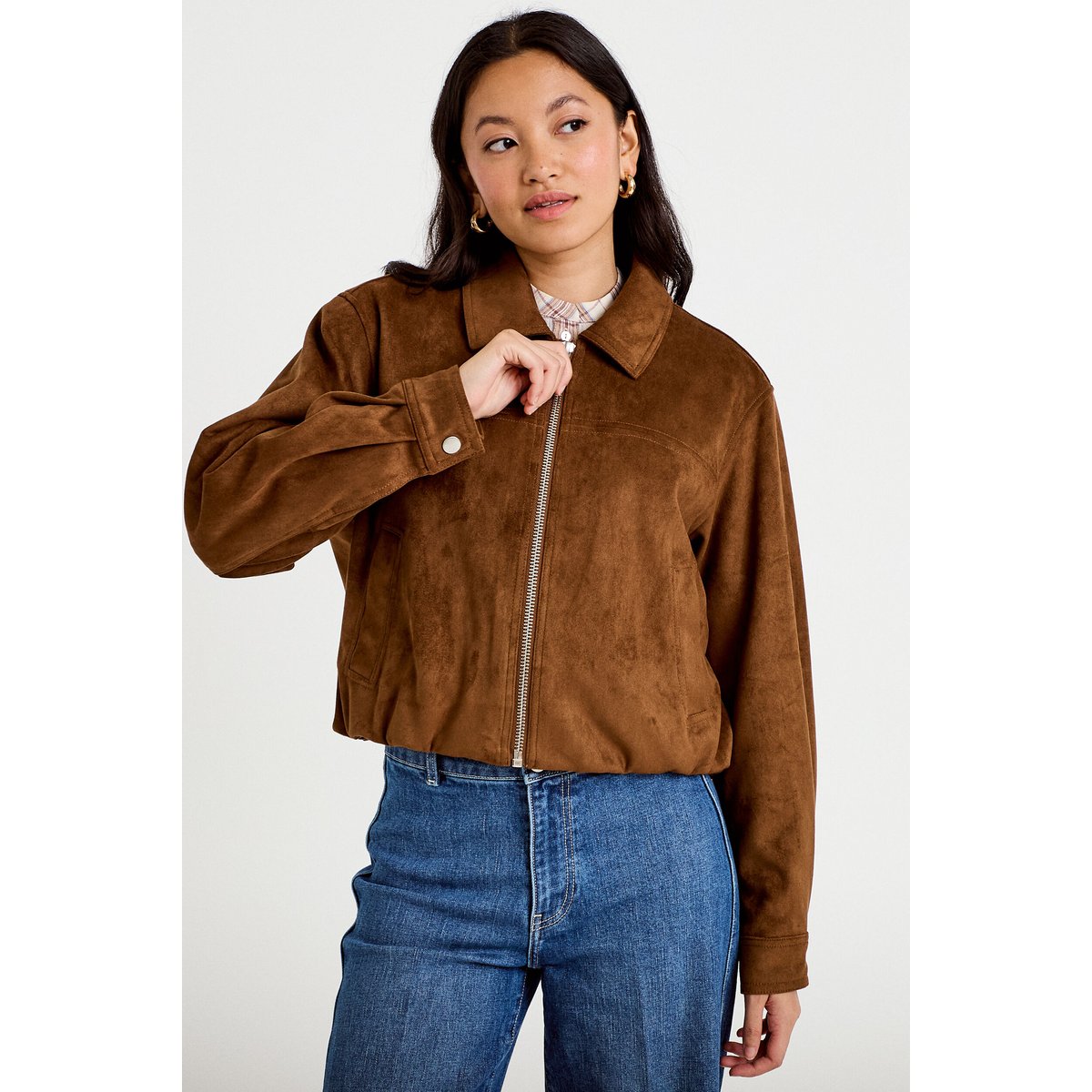 Veste effet boule oversize cropped marron, CACHE CACHE