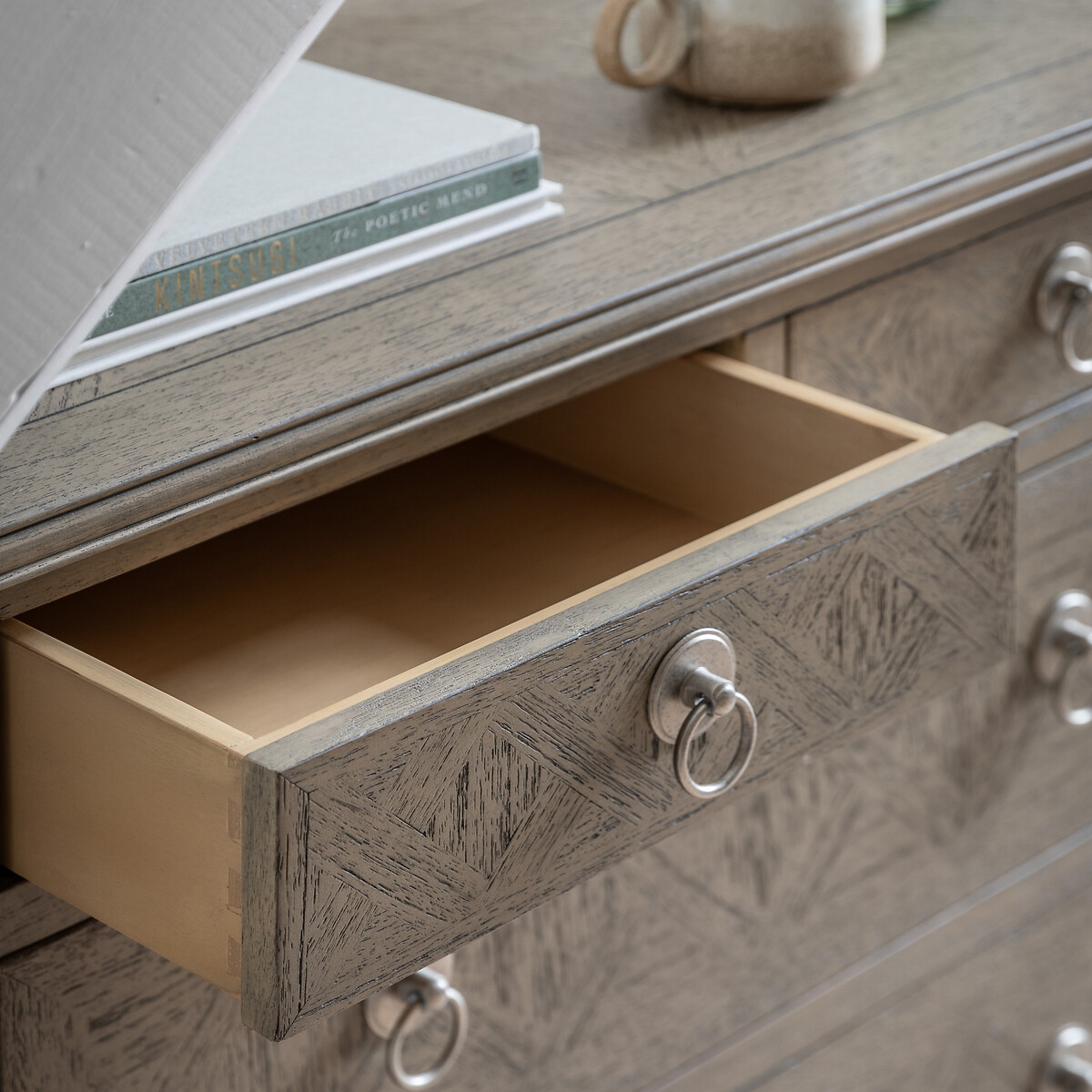 Nashik Ash Wood Parquet 5 Drawer Chest natural, ÉDITÉ