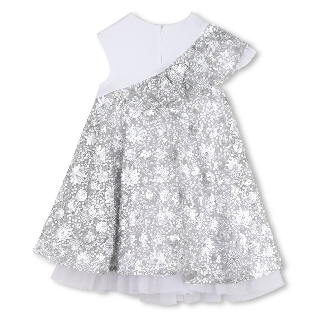 Robe de ceremonie bi-matiere argent blanc, KARL LAGERFELD KIDS