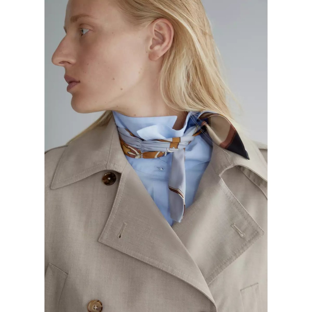 Trench court ceinture beige, MANGO