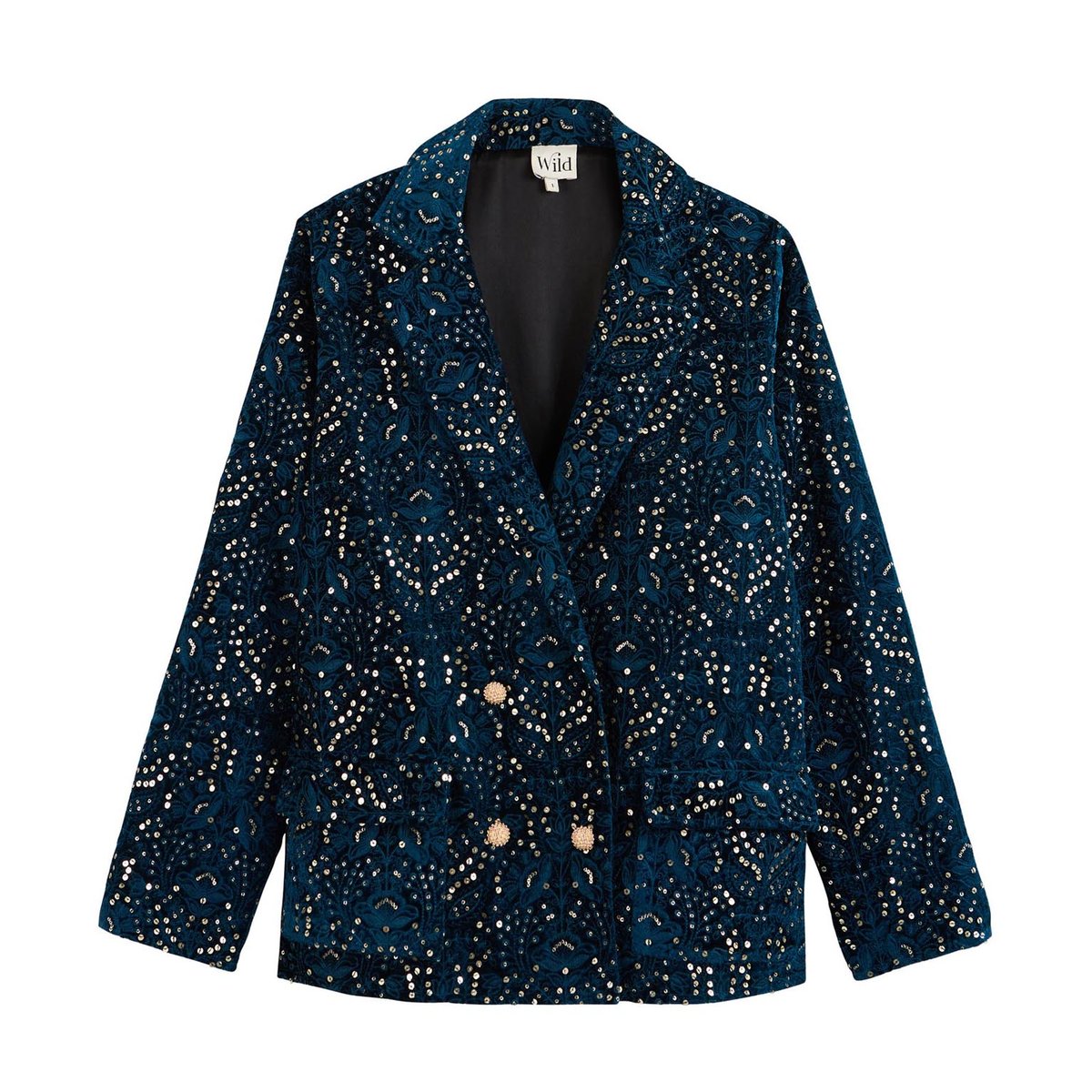 Veste de costume velours et perles ESSIE bleu, WILD