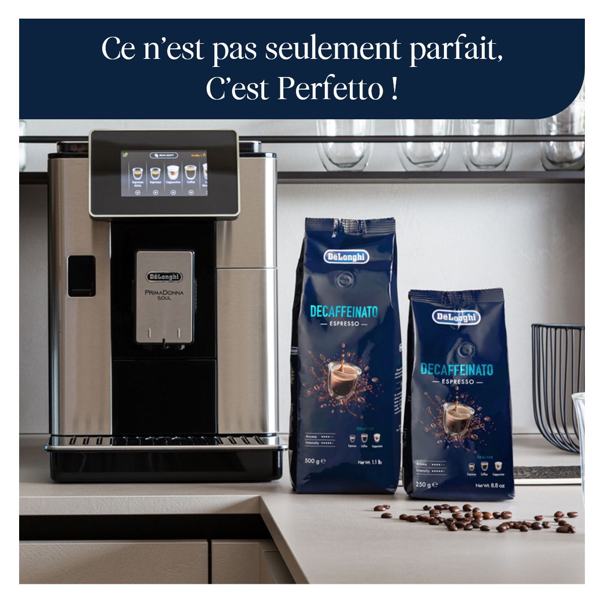 Café en grain 250G Décafeiné DLSC603 couleur unique, DELONGHI