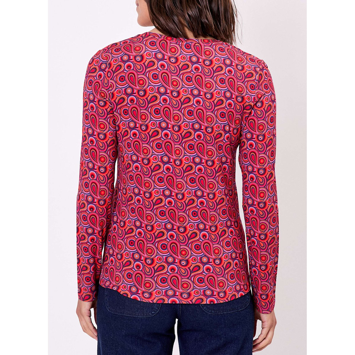 T-shirt imprimé maille fluide col V JULIA violet paisley, PRINCESSE NOMADE