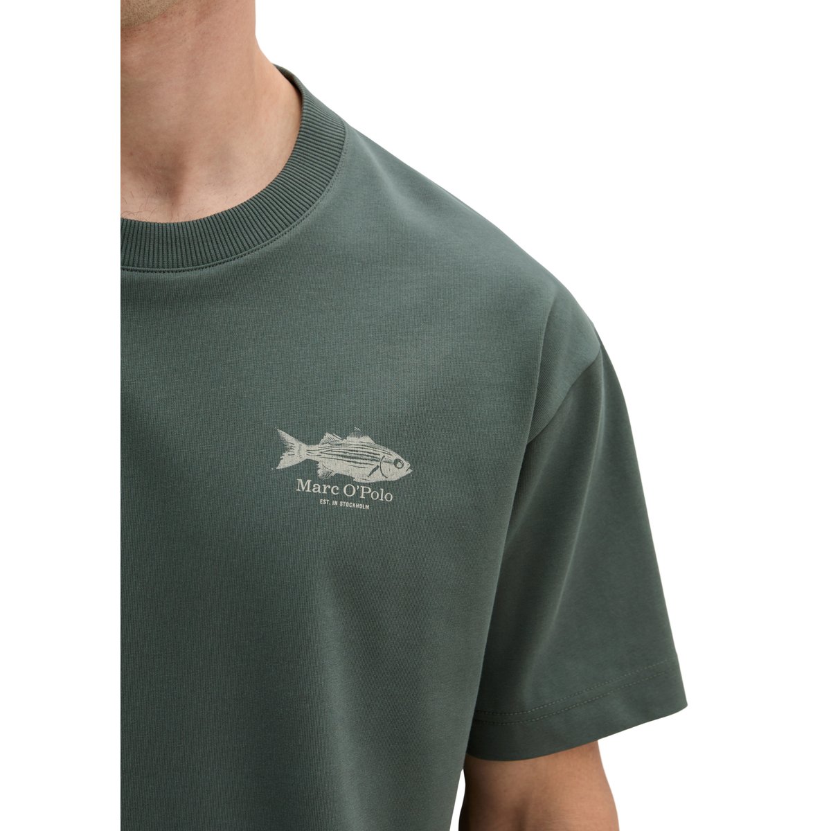 T-shirt loose avec un imprimé marin dans le dos gris foncé, MARC O'POLO