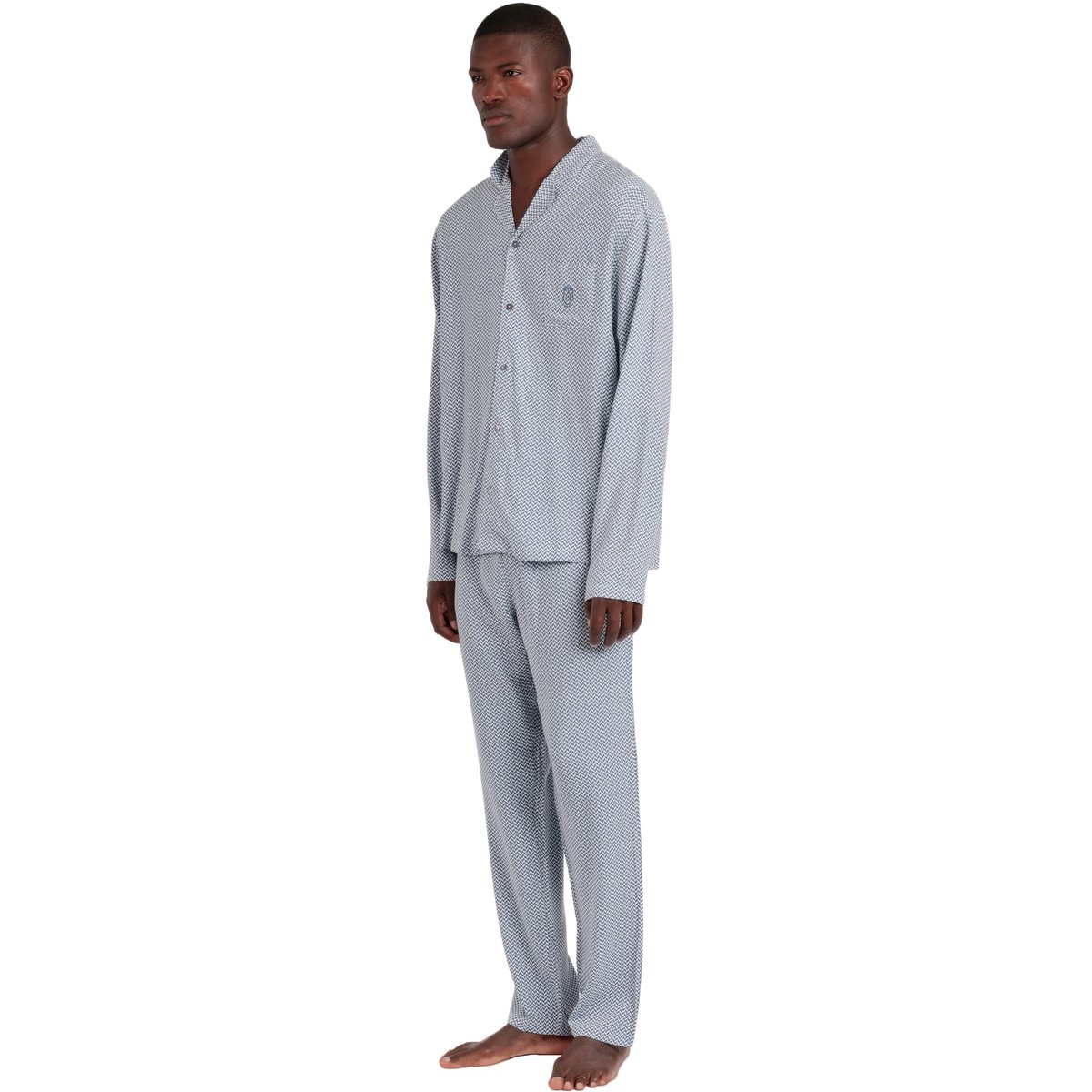 Pyjama tenue pantalon chemise manches longues Classic Spiga bleu, ADMAS