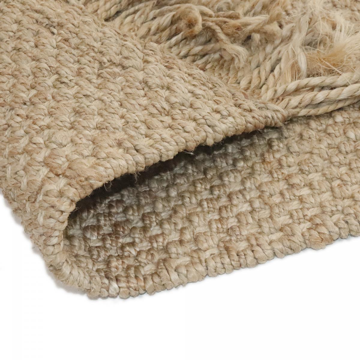 Tapis jute fait main motif uni KIRLOUNE beige, UN AMOUR DE TAPIS