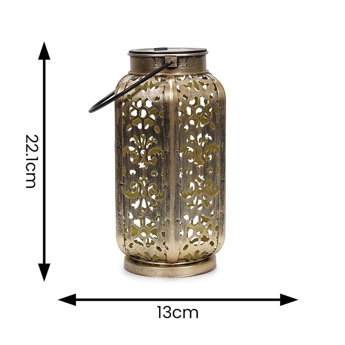 Outdoor Solar Powered Moroccan Lantern in Antique Brass copper, SO'HOME