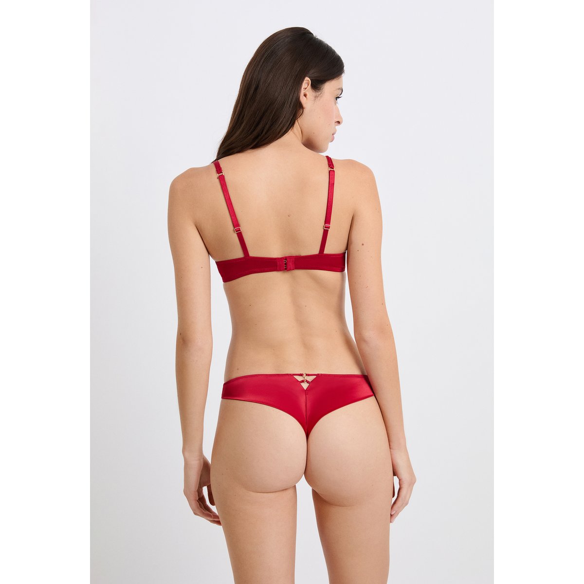 Soutien-gorge N.2 - Le push-up plongeant en broderie florale ENVOLEE rouge, ETAM