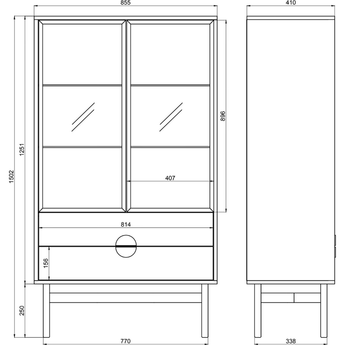 Vitrine basse 2 portes verre rainuré STOON blanc, RECOLLECTION