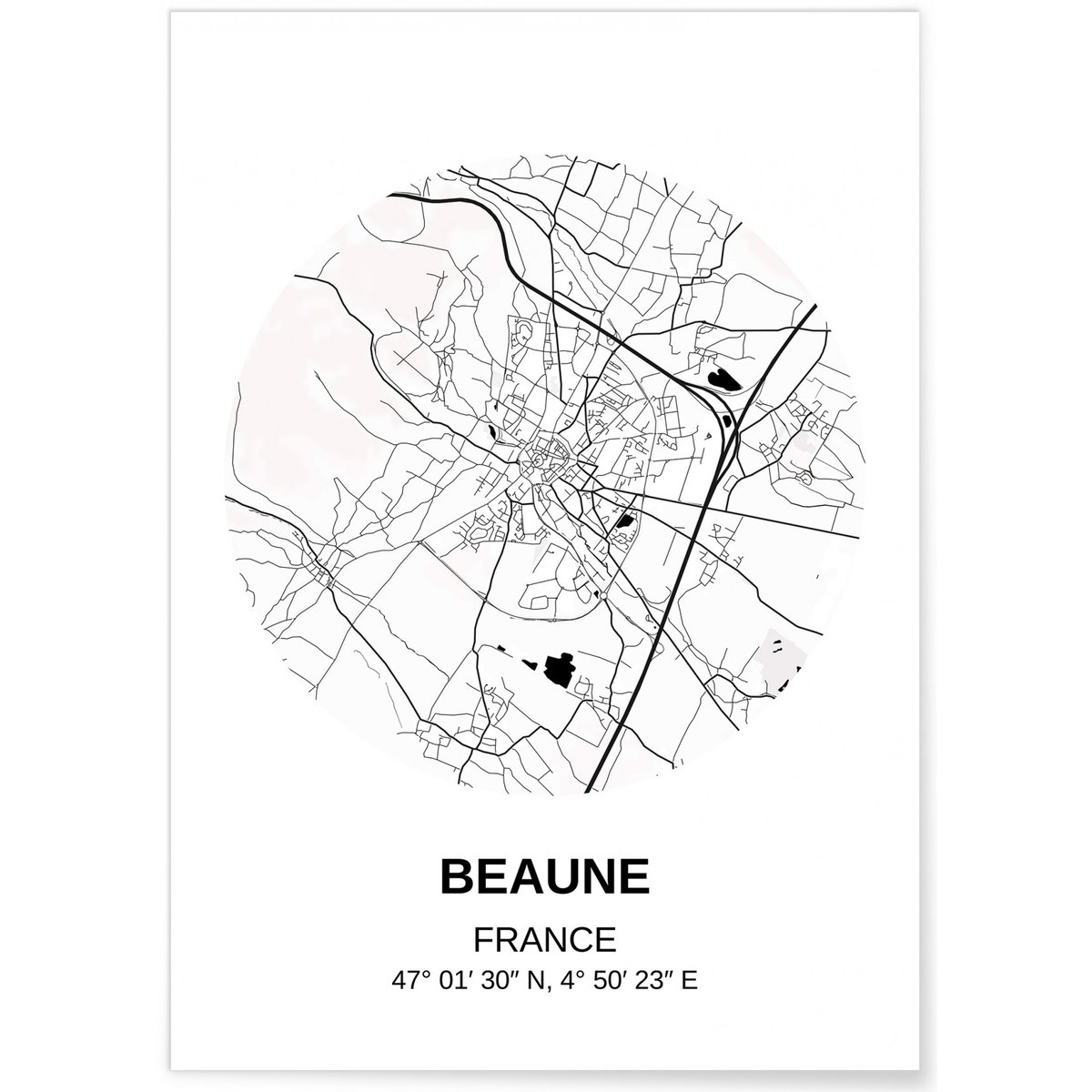 Affiche Carte Beaune blanc, L'AFFICHERIE