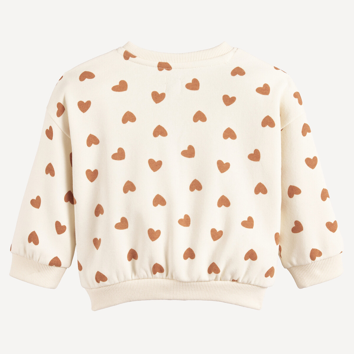 Rundhals-Sweatshirt aus Sweatstoff mit Herzprint und Druckknöpfen an der Schulter ecru, LA REDOUTE COLLECTIONS