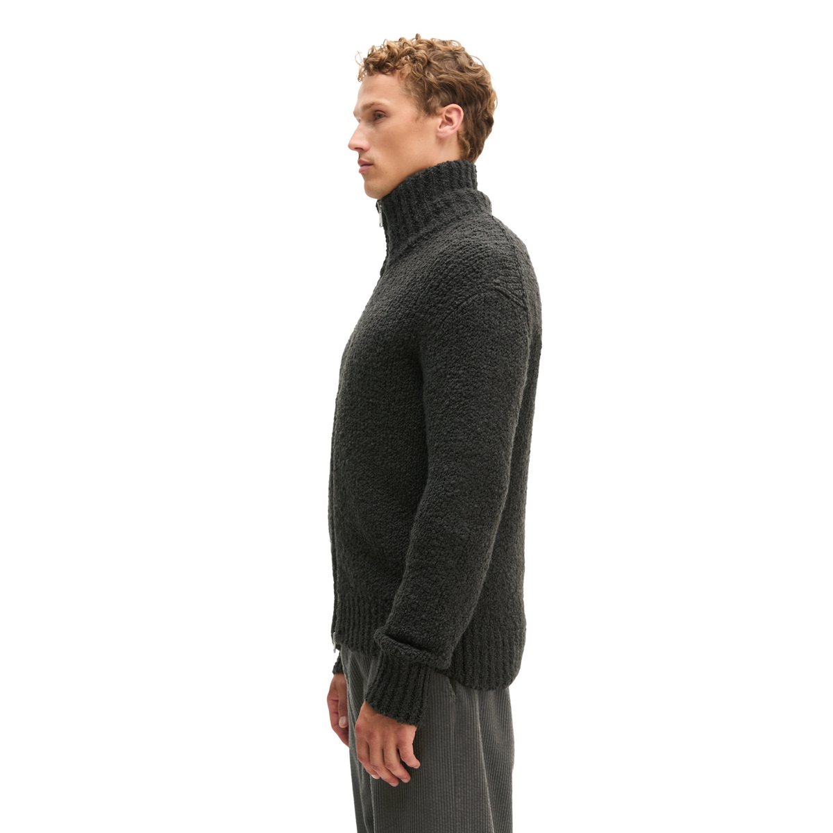 Cardigan oversize en maille bouclée en mélange de laine vierge douce noir, MARC O'POLO