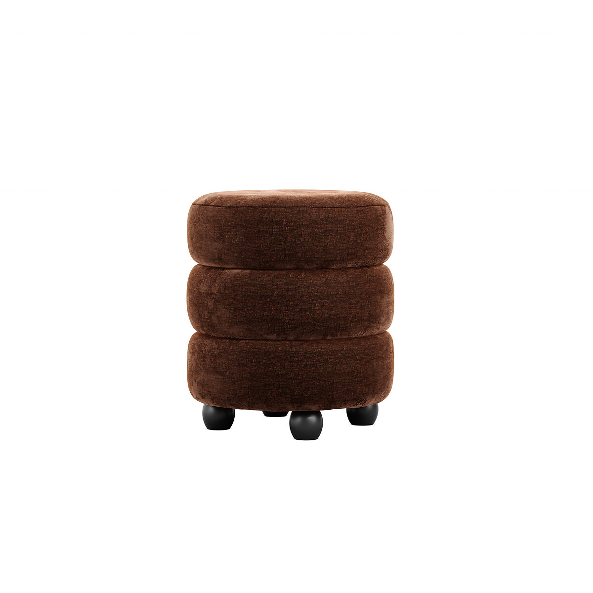 Elettra Sculptural Velvet Chenille Pouffe chocolate, ÉDITÉ