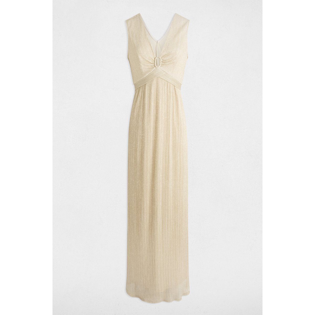 Robe longue droite jaune or, MORGAN