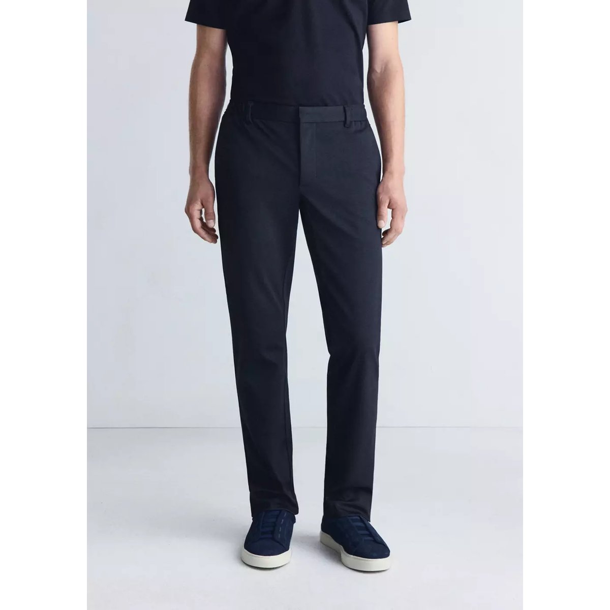 Pantalon slim fit en mélange de laine thermorégulateur bleu marine, MANGO MAN