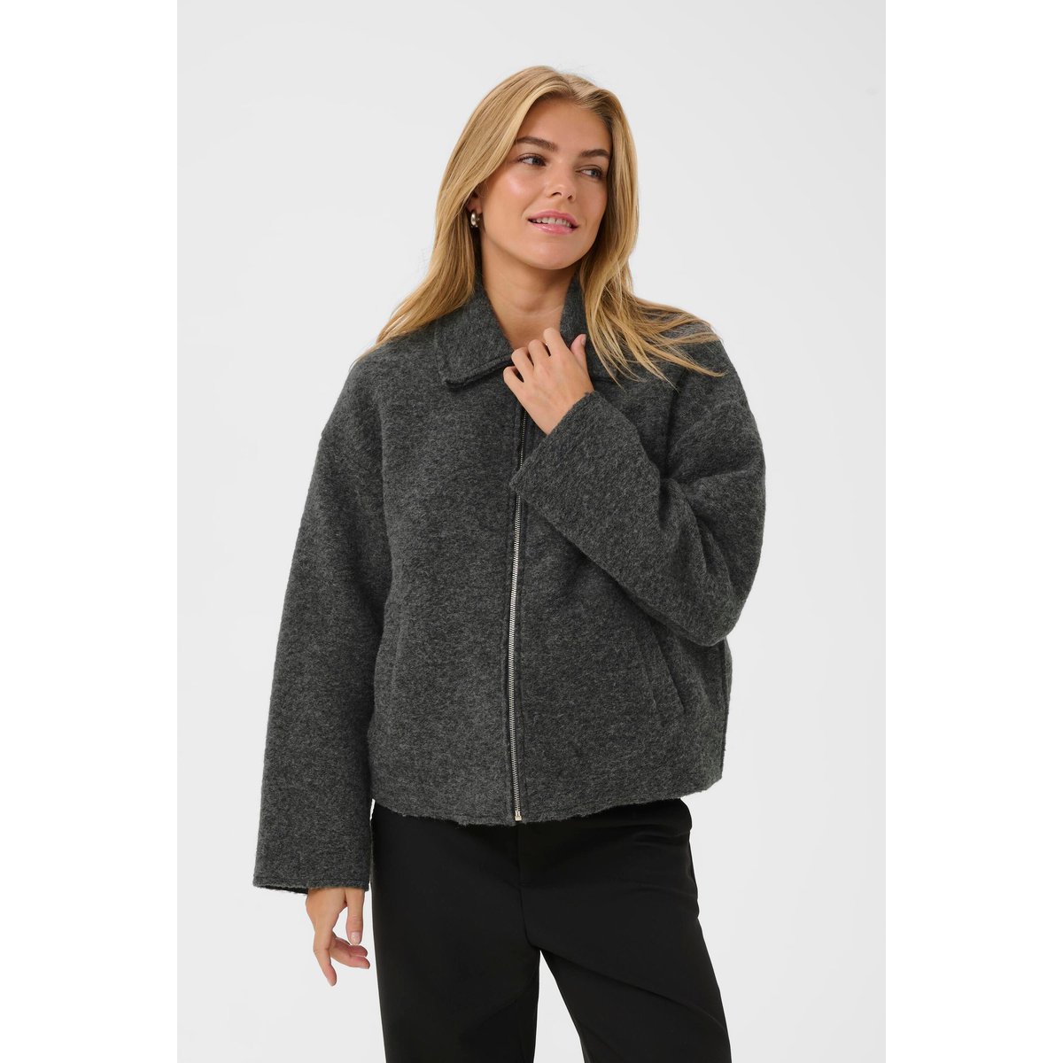 Manteau gris mid grey melange, CULTURE