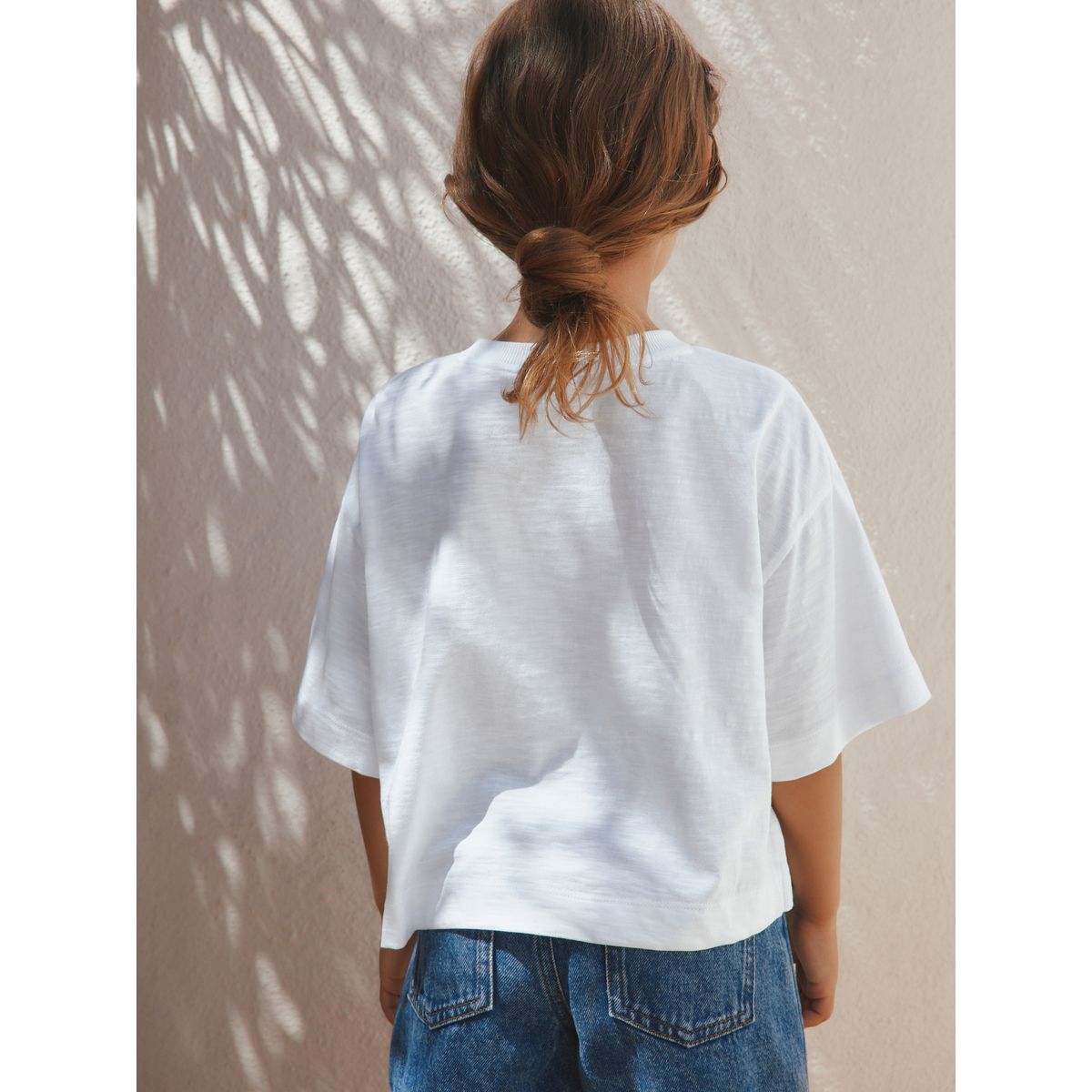 T-shirt droit oversize brodé blanc, NEXT