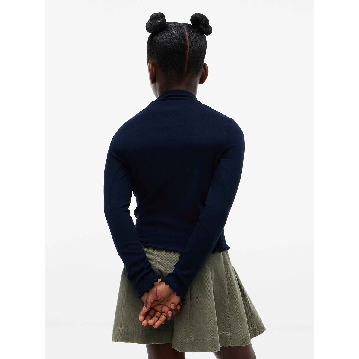 T-shirt manches longues, col montant, en côtes marine, TOMMY HILFIGER