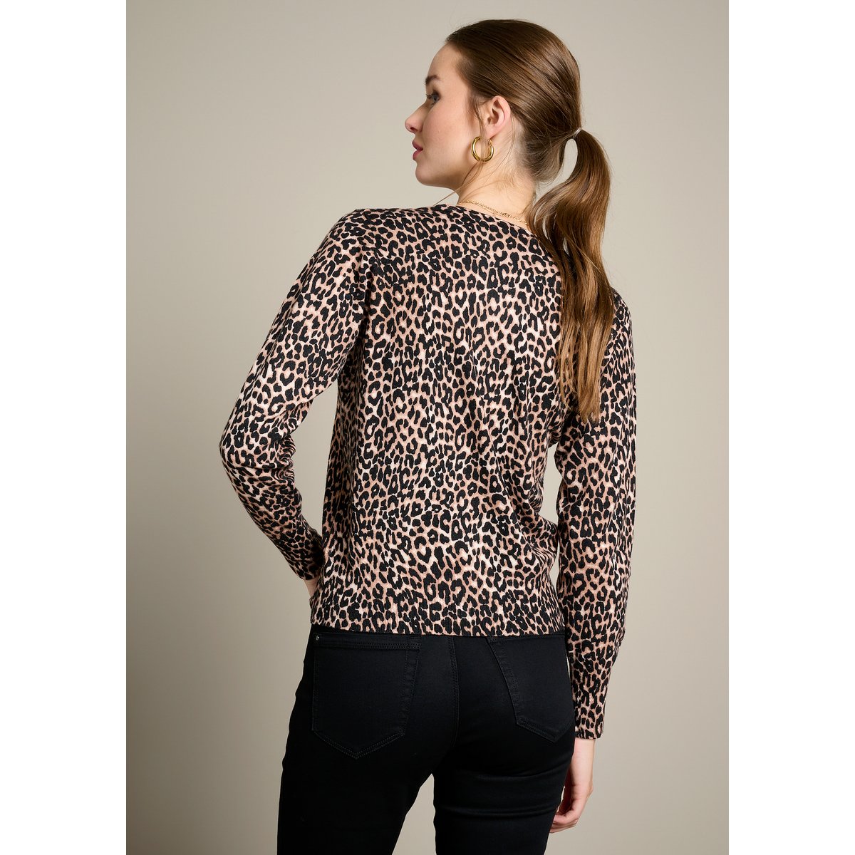 Pull à imprimé léopard lt beige, LOLALIZA