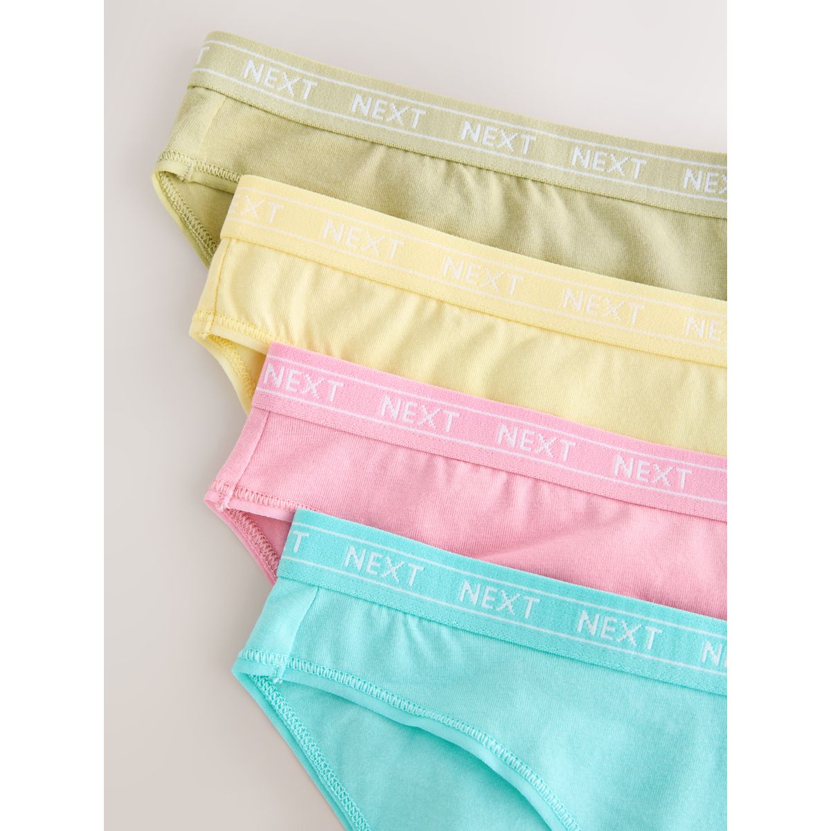 Culotte en coton à logo, lot de 4 rose/jaune/bleu/vert, NEXT