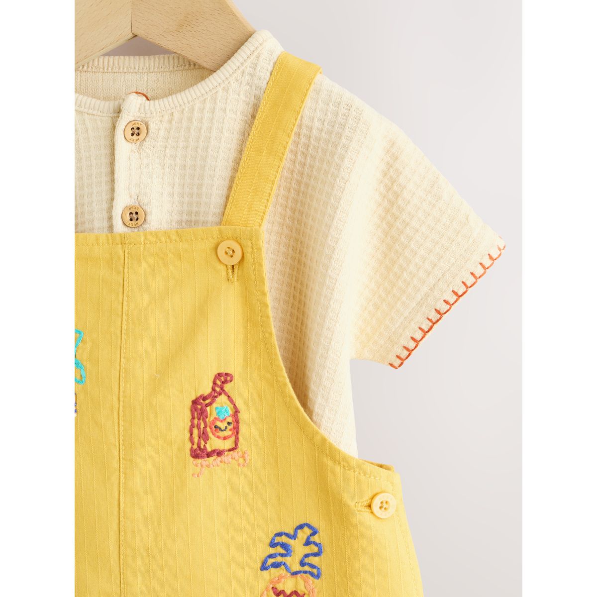 Ensemble bébé avec body et salopette imprimé fruits/légumes jaunes, NEXT