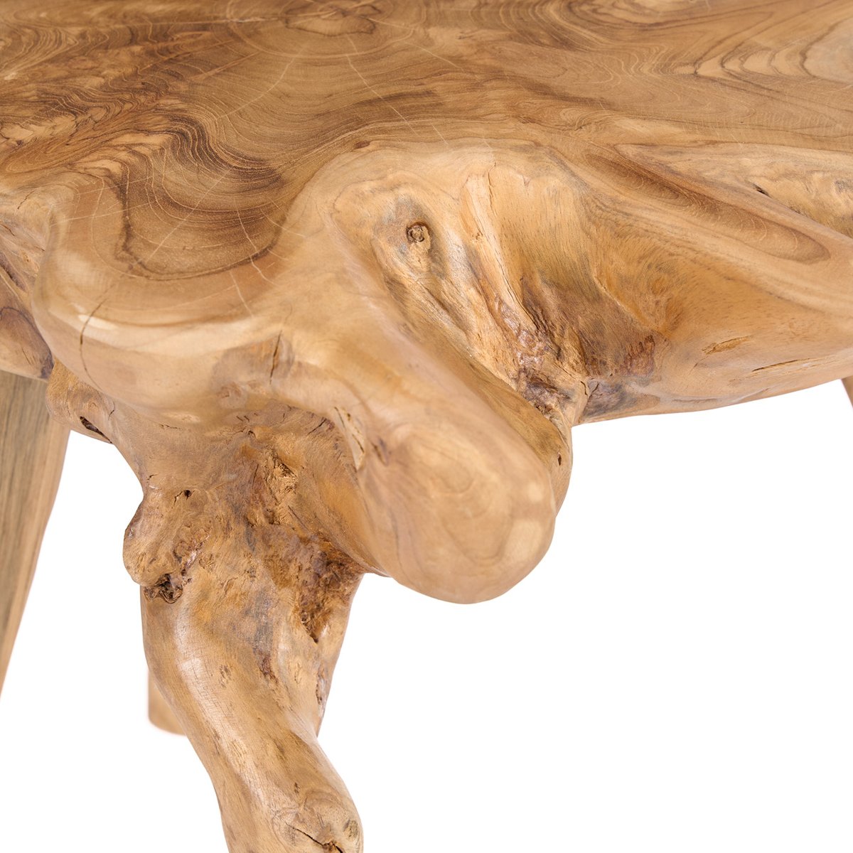 Table d’appoint en bois de teck ROOTY beige, BAZAR BIZAR