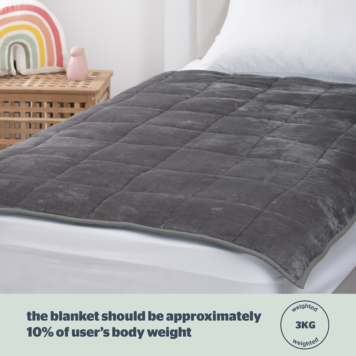 Kids 3kg Weighted Blanket grey, SILENTNIGHT