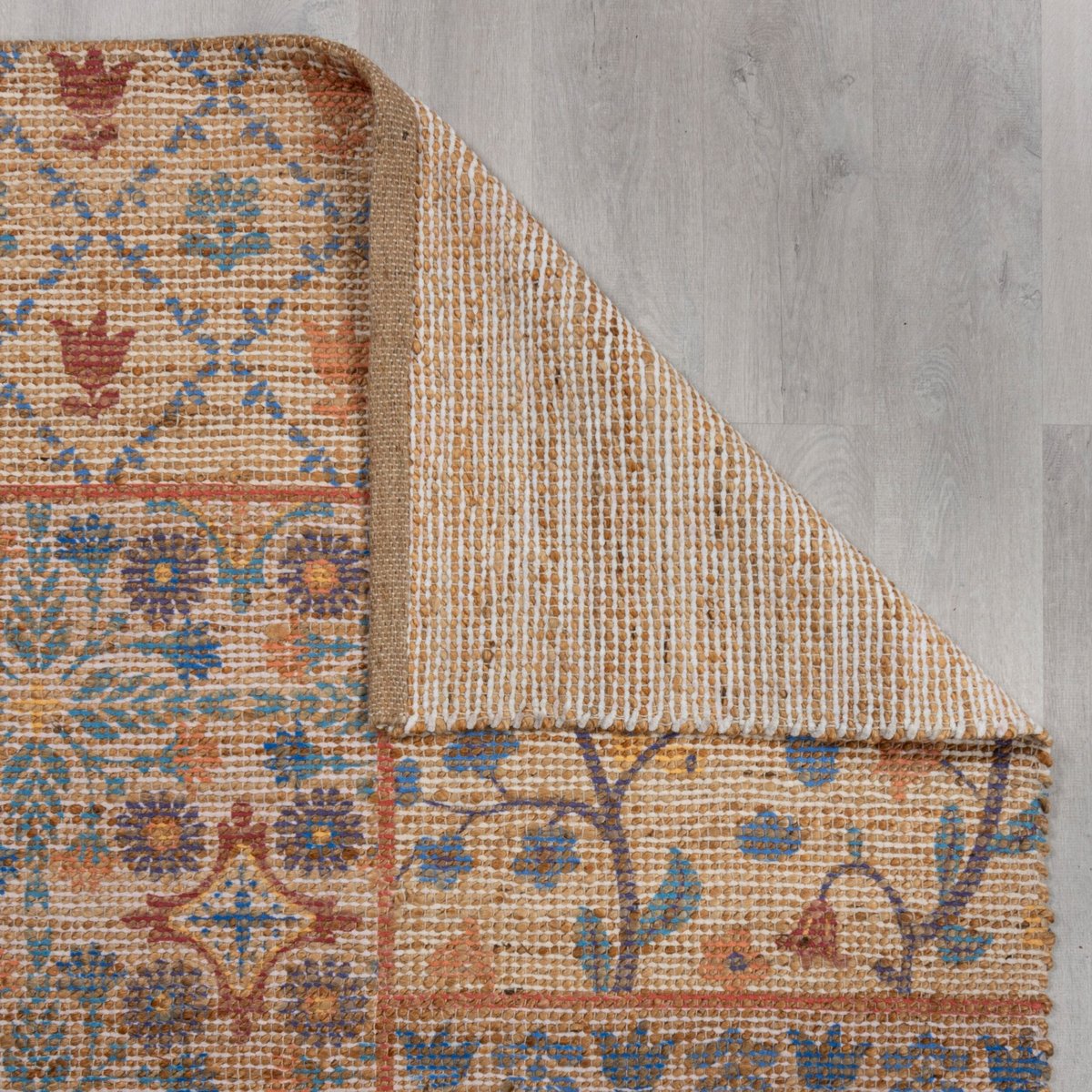 Tapis en jute de couloir TAYLOR PATCHWORK bleu, FLAIR RUGS