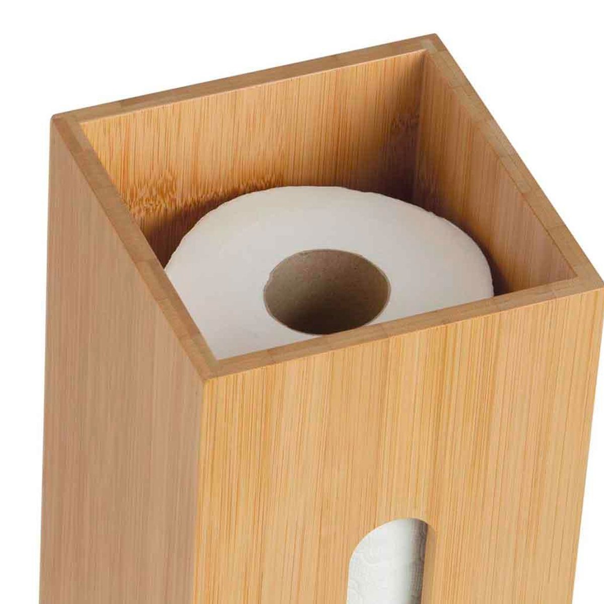 Rangement stock rouleaux papier toilette en bambou 14x14x33cm bois, WADIGA