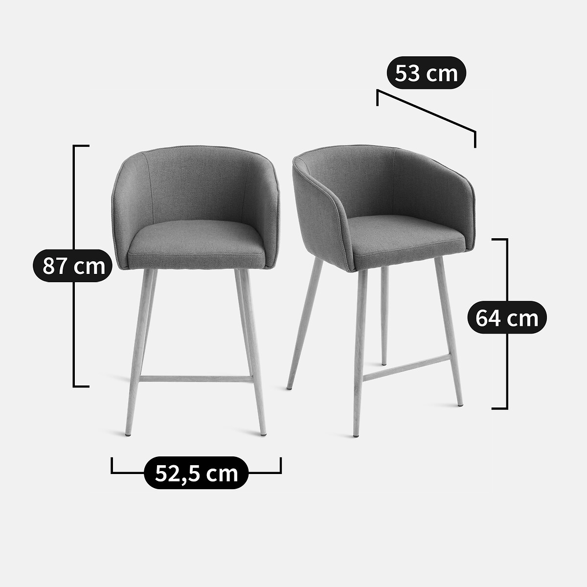 Lot de 2 fauteuils de bar H64 cm, Aupi ecru, LA REDOUTE INTERIEURS
