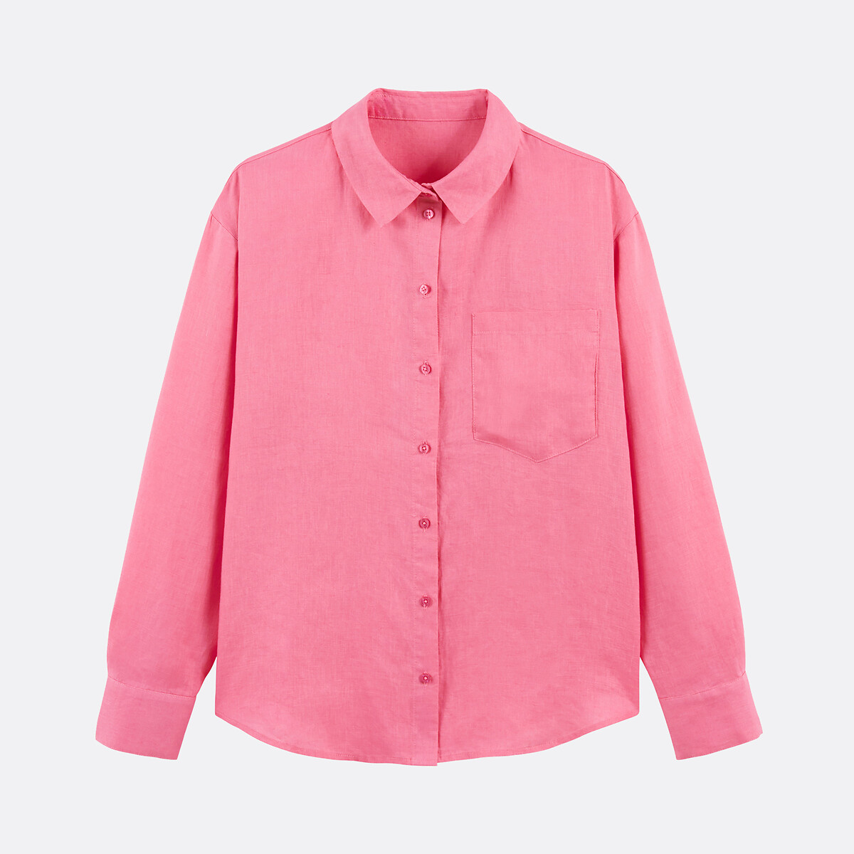 Chemise ample en lin, Signature MARLENE rose fuchsia, LA REDOUTE COLLECTIONS