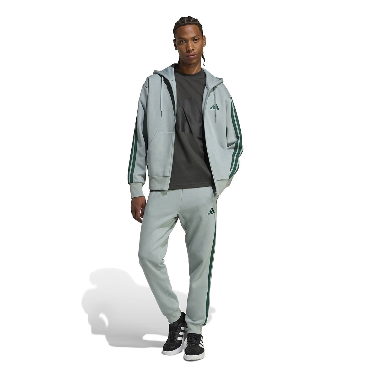 Sweat zippé à capuche Essentiel 3 bandes sauge, ADIDAS SPORTSWEAR