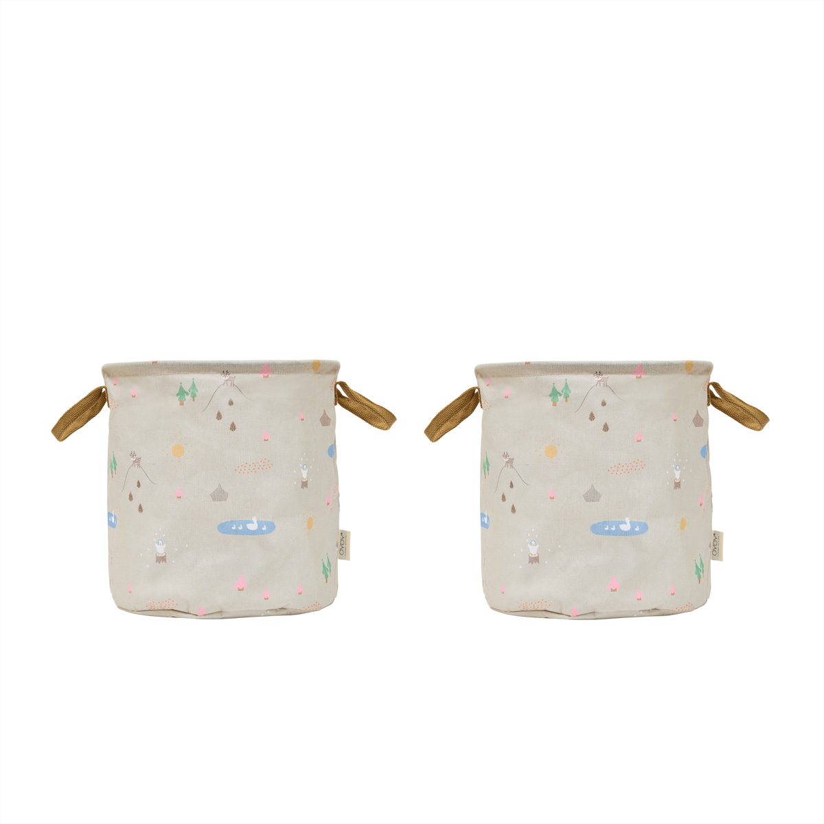 Ensemble de 2 paniers de rangement moyens MINI beige, OYOY LIVING DESIGN