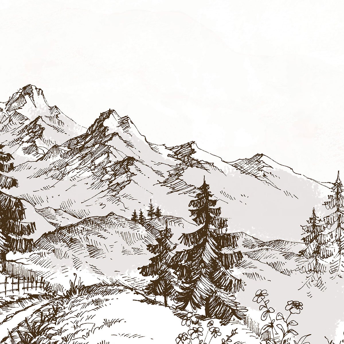 Papier peint dessin d'alpage intissé, HEXOA