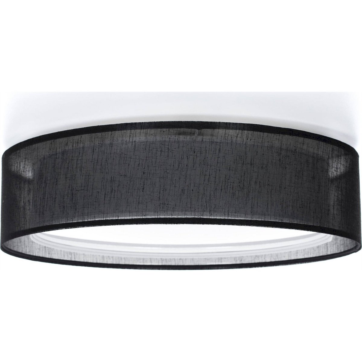 Plafonnier rond en tissu lumière douce Puro noir tissu semi transparent, BPS KONCEPT